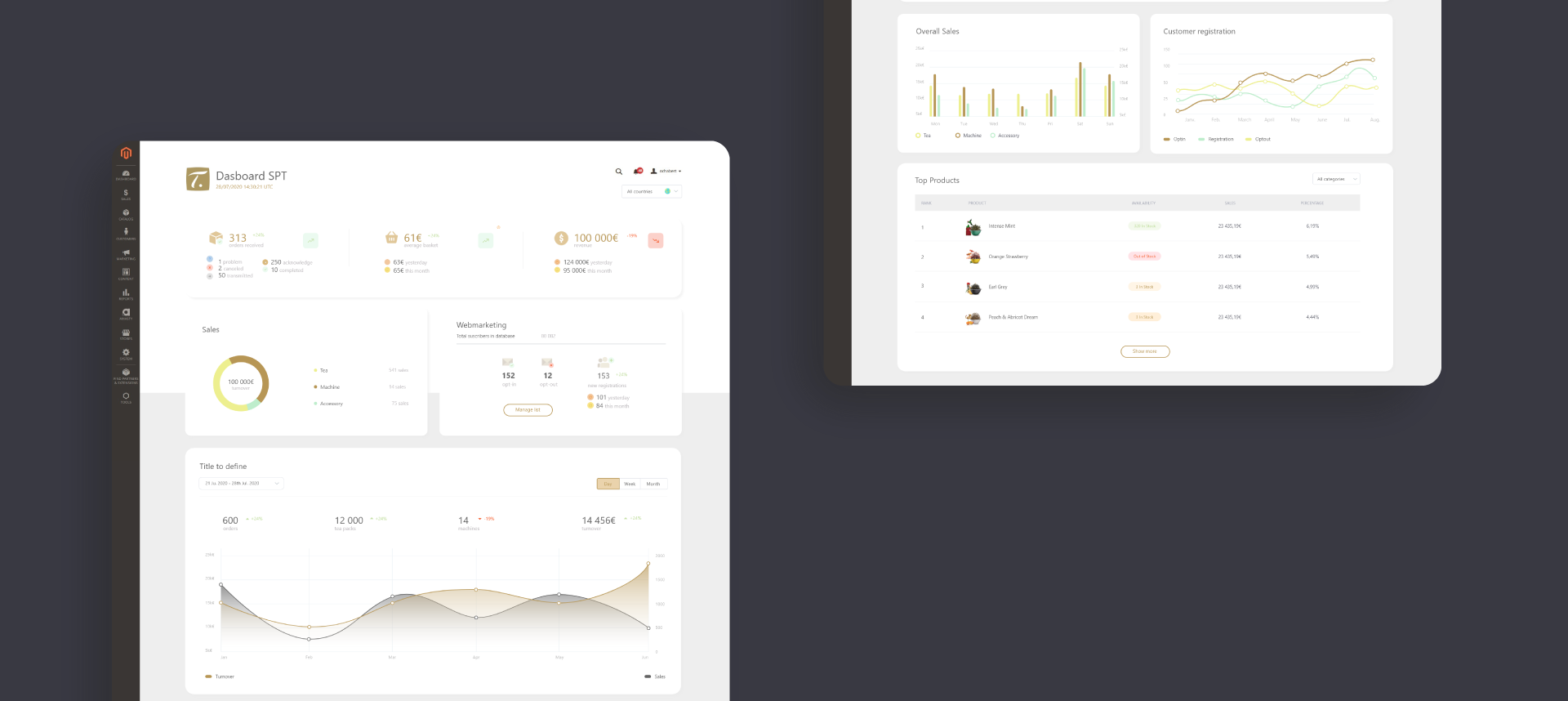 Special.T - Vue d'ensemble du dashboard